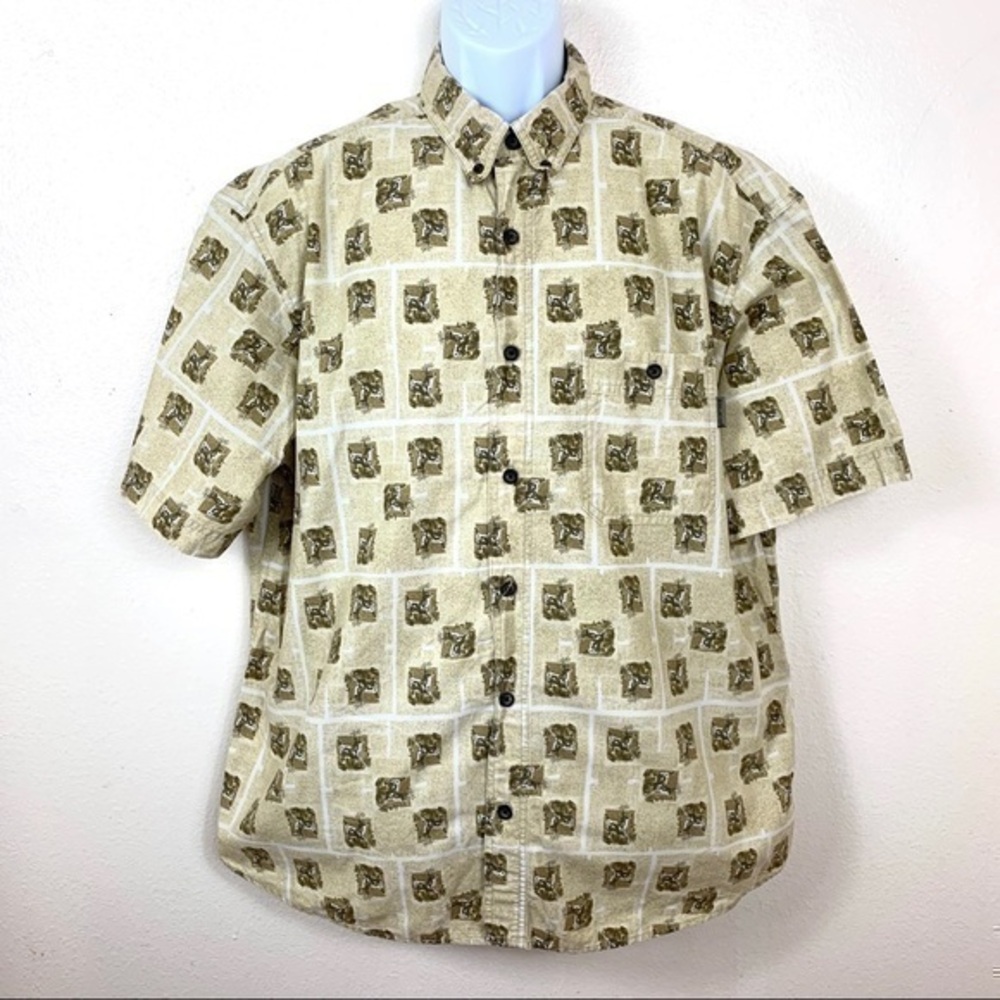 Woolrich casual Shirt cream/tan buttons down sz XL